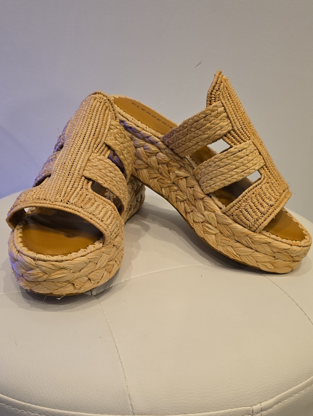Clergerie Aralia Woven Platform Slides Sandals Shoes BRAIDED Rattan NEW 9 39